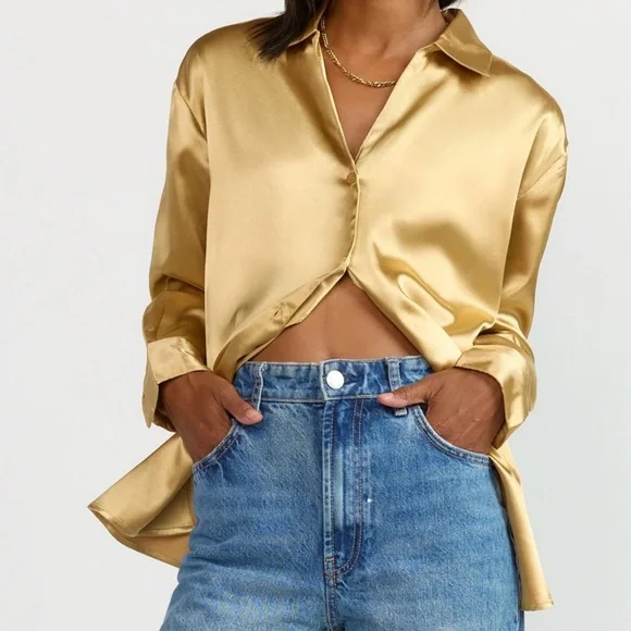 New York & Company Gold Blouse - Picture 1 of 3